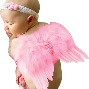 Surakey Atuendos para bebé recién nacido, alas de ángel de plumas con diadema, accesorios para el cabello, accesorios para el cabello, para niños y Surakey Atuendos para bebé recién nacido, alas de ángel de plumas con diadema, accesorios para el cabello, accesorios para el cabello, para niños y