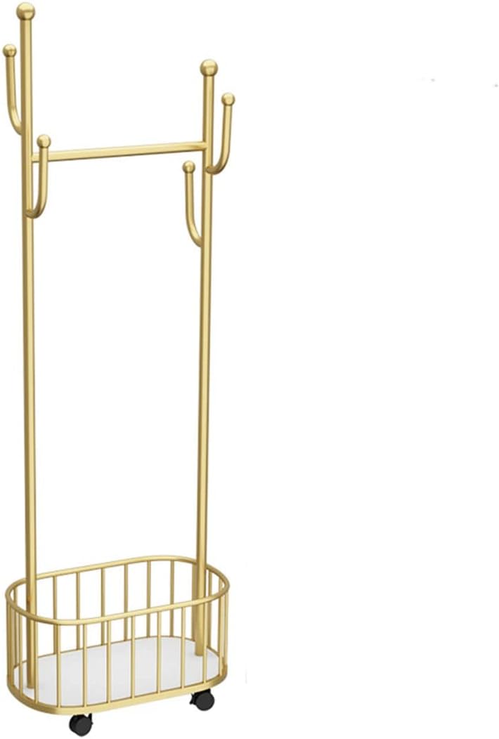 Perchero dorado de metal resistente con estante inferior para el hogar y lavandería, camisas, jeans y abrigos