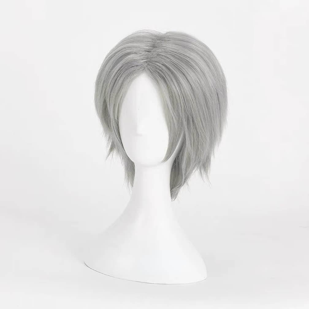Game Devil May Cry 5 – Peluca de cosplay, pelo corto gris plateado para Dante, juego de rol, accesorios de Halloween, accesorios con gorra de peluca