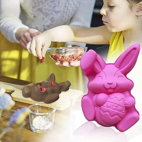 Molde de conejo grande para huevos de Pascua, molde de silicona con forma de huevo de Pascua en 3D, molde de silicona para pastel de conejo de