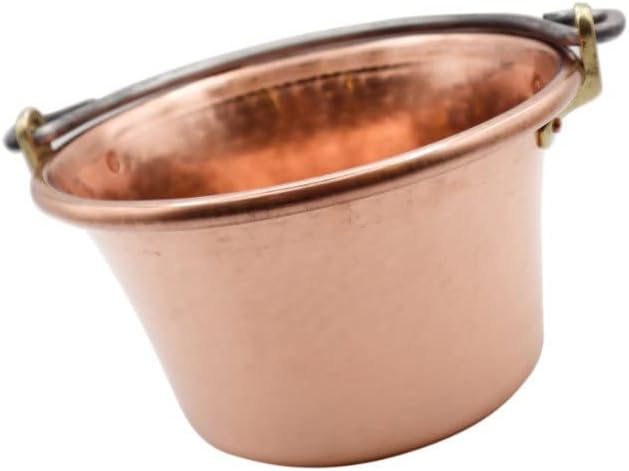 Olla de cobre Polenta Made In Italy  12.5 pulgadas  7.9 cuartos de galón  Maceta tradicional  Hecho a mano  Mango arqueado de hierro forjado  Fondo