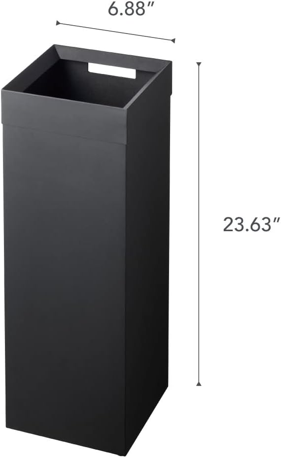 YAMAZAKI home 4489 – Cubo de basura alto moderno con asa, tamaño único, color negro