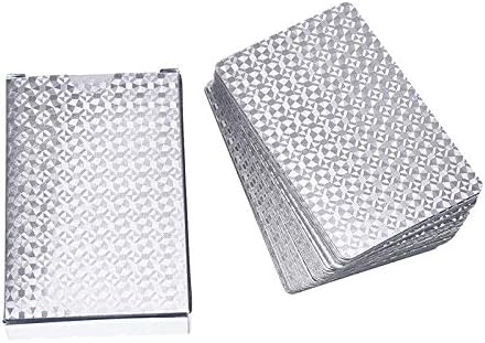 EAY – Cartas de juego de plástico impermeable, naipe de póker de lujo, lámina plateada textura de diamante y tamaño estándar 52 + 2 de póker