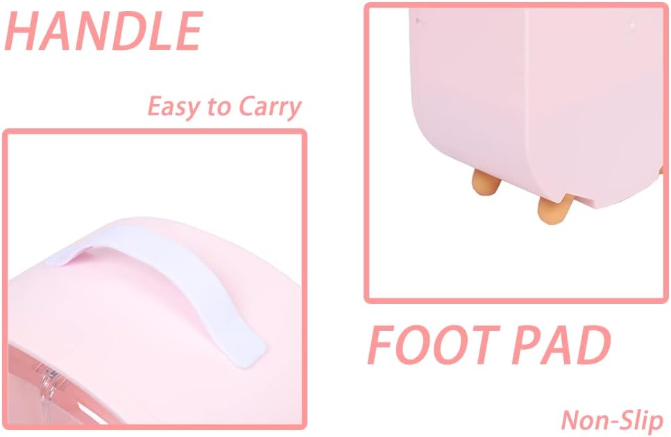 Organizador de maquillaje rosa con almacenamiento de 2 capas, organizadores portátiles para el cuidado de la piel, vitrina de cosméticos a prueba de