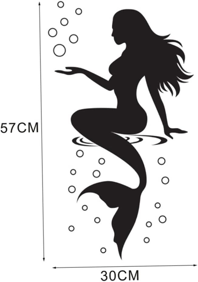 Abaodam 6 calcomanías de pared de sirena bajo el mar, calcomanías de pared de sirena, arte de pared de sirena negra, calcomanías de princesa de