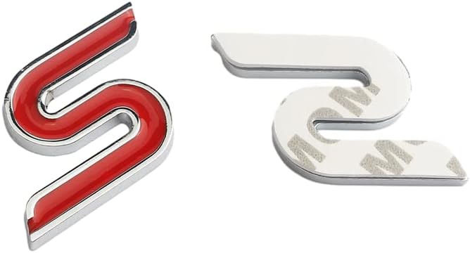 Emblema 3D de aleación de zinc S emblema insignia de coche guardabarros trasero tronco Sedán letra adhesiva adecuada para sedán (contorno rojo