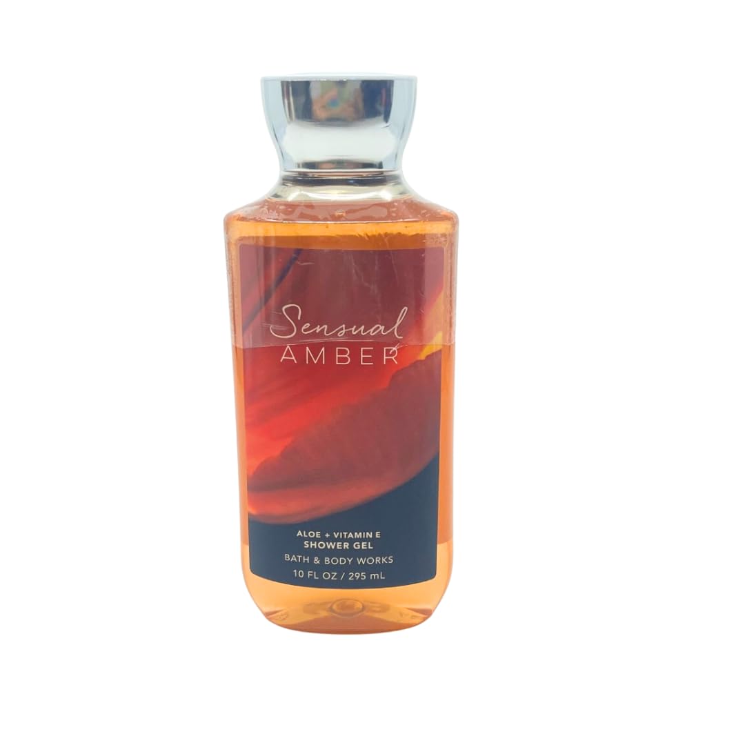 Bath & Body Works Sensual Amber – Paquete de 3 piezas – Paquete de regalo para vacaciones – Gel de ducha de 10 onzas – Bruma de fragancia fina de 8