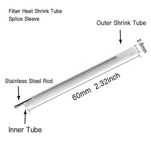 1200 fundas de empalme de fibra óptica de alta calidad (0.102 in x 2.362 in) – Tubo termorretráctil – Acero inoxidable 304 – Protección mejorada de