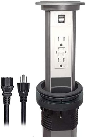 Inteligente Eléctrico Pop Up Socket Surge Certificación UL GFCI Protector 15 Amp Receptáculos, Regleta de alimentación retráctil, encimera redonda,