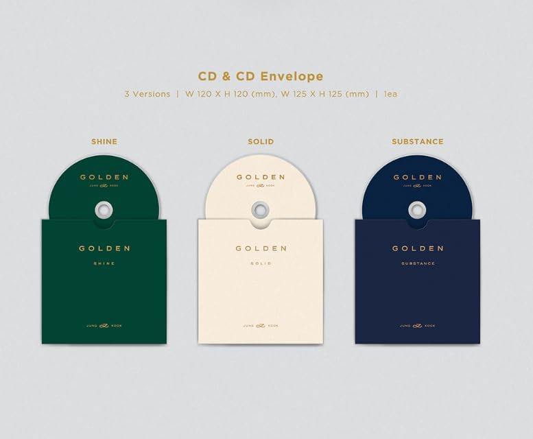 Weverse POB BTS JUNGKOOK GOLDEN 1er álbum en solitario 3 Ver Set + Weverse Shop Tarjeta fotográfica POB