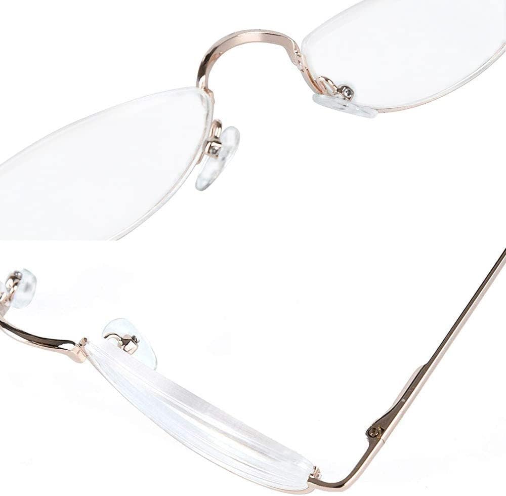 REAVEE Paquete de 2 lentes de lectura de media luna de diseño retro, para mujeres y hombres, bisagra de resorte, lentes delgados elegantes con
