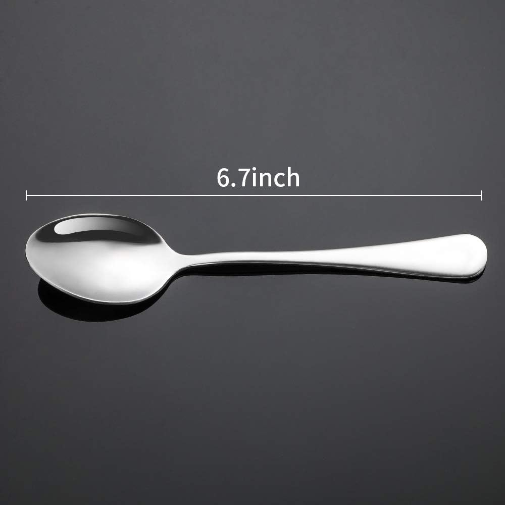 Briout Cucharillas de 16 cucharas de cubiertos, 6.7 pulgadas, cucharas de té de acero inoxidable de grado alimenticio de alta calidad, juego de