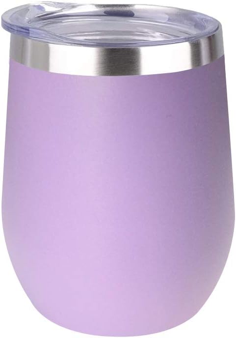 Taza de vino de acero inoxidable de 12 onzas, aislamiento al vacío, doble pared, tapa de café sin tallo, botella de viaje con pajita, botella de