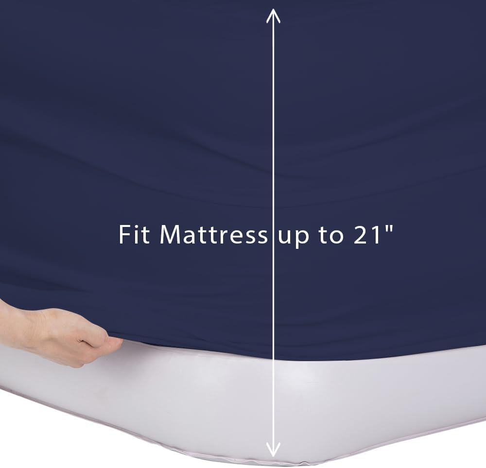 Bedecor Sábanas de cama de aire para funda de colchón, cama extraíble y banda elástica, súper suaves, transpirables y profundas de hasta 21