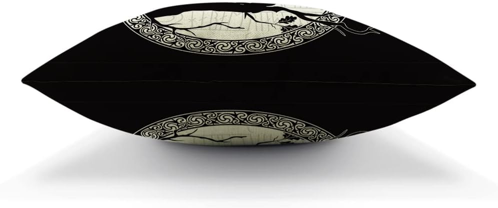 Beabes Funda de almohada de cuervo y rama negra, funda de cojín cuadrada suave con rama de árbol de cuervo negro, decoración del hogar para sofá,