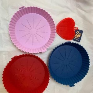 Olla de silicona para freidora de aire, 8 pulgadas (paquete de 3) cesta para freidora de aire con lavavajillas de silicona de corazón, accesorios Olla de silicona para freidora de aire, 8 pulgadas (paquete de 3) cesta para freidora de aire con lavavajillas de silicona de corazón, accesorios