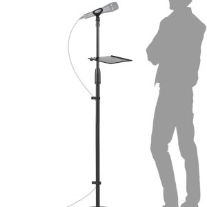 Soporte para micrófono, soporte ajustable para micrófono de karaoke para cantar, soporte universal para el suelo desmontable con base redonda Soporte para micrófono, soporte ajustable para micrófono de karaoke para cantar, soporte universal para el suelo desmontable con base redonda