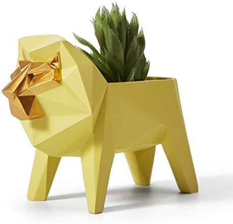 HAUCOZE Maceta para suculentas de cactus, estatua de león, figura decorativa de animales para el hogar, regalos de cumpleaños, arte, polirresina,