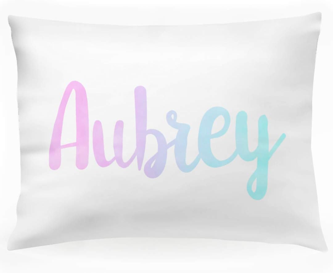 Funda de almohada personalizada con nombre para niñas, rosa, morado y azul, regalo personalizado para niños, funda de almohada estándar de 20 x 30