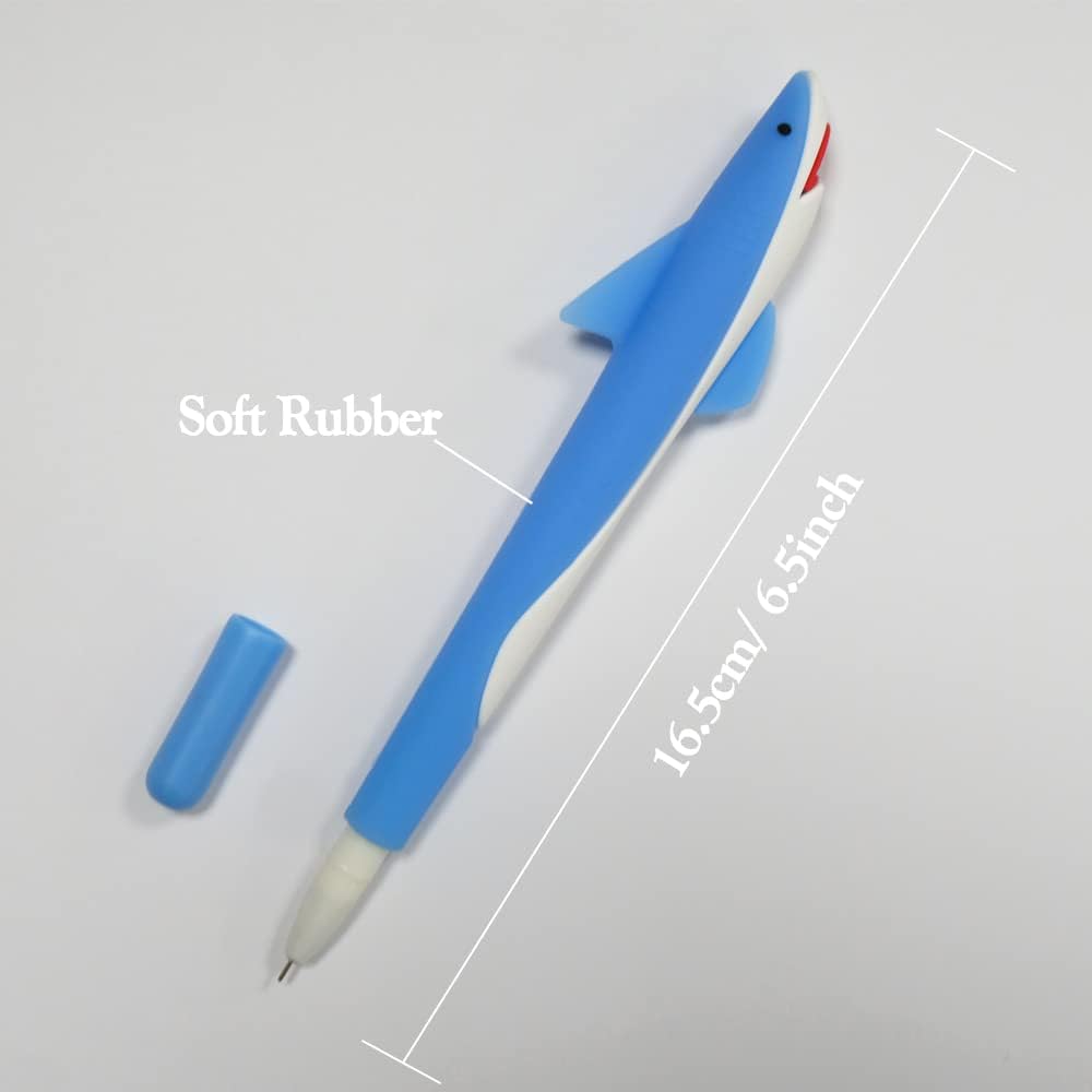 Cooapen Bolígrafo de gel con forma de tiburón suave al tacto y de dibujos animados, de 0.020 in, tinta negra, kawaii, papelería, para oficina,