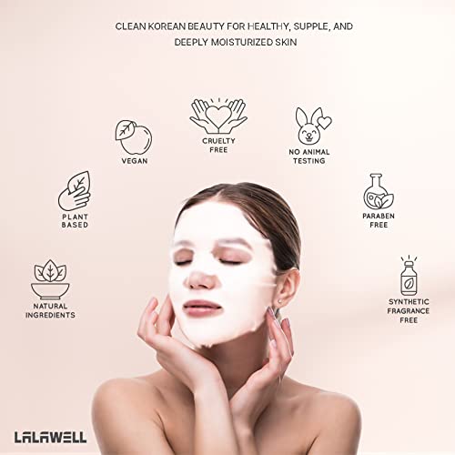 LALAWELL Mascarilla facial coreana  Máscara perfecta para el día a día, máscara de hoja de alta calidad, profundamente hidratante, iluminadora y