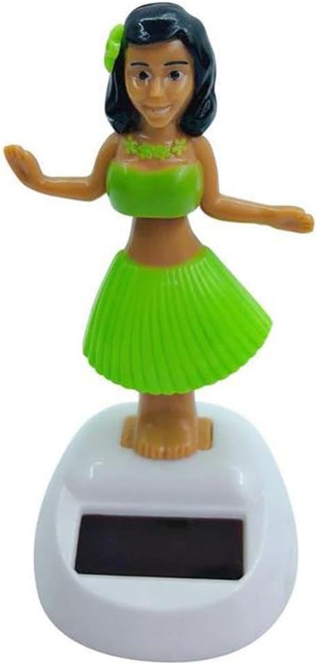 Decoración de tablero de instrumentos de niña bailarín con energía solar, figuras de colección de juguetes para decoración interior del hogar (verde)