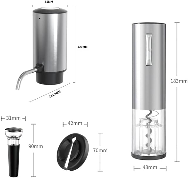 ESCLAP – Juego de aireador de vino eléctrico, juego de regalo de vino con abridor de vino recargable, aireador de vino eléctrico, tapones de vacío y