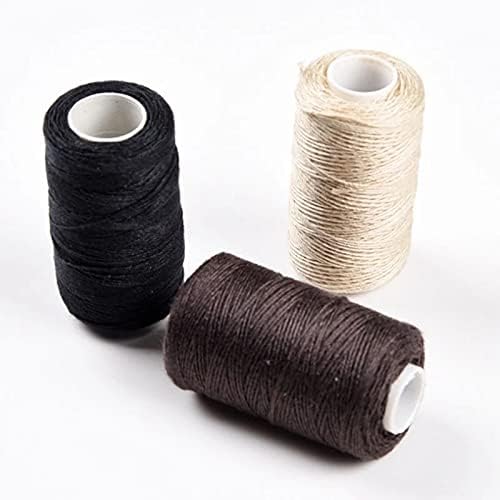 3 rollos de hilo de coser de algodón, hilo de tejer para hacer peluca, extensión de cabello, hilo de trama de peluquería, hilo negro, marrón, beige,
