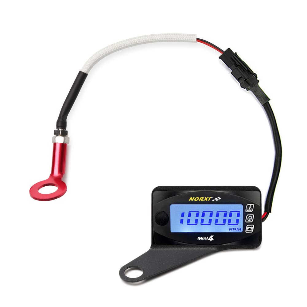 Medidor multifunción 4 en 1 para motocicleta, mini 13.1 ft (tacómetro RPM+temperatura de culata+voltímetro+reloj) Medidor multifuncional 4 en 1
