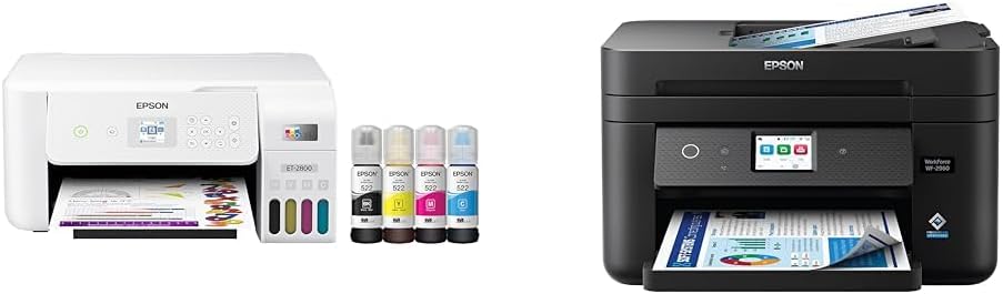 Epson EcoTank ET-2800 Impresora Supertank inalámbrica a color todo en uno sin cartuchos y Workforce WF-2960 Impresora inalámbrica todo en uno con