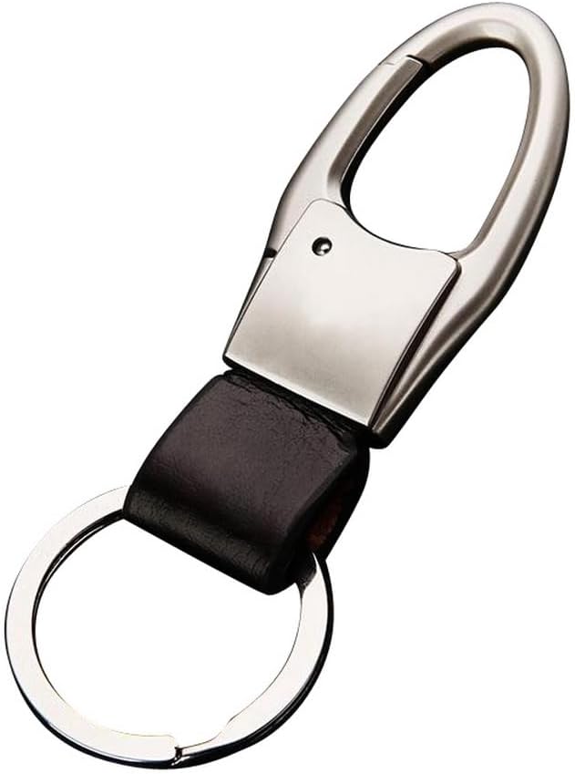 Llavero de cuero para automóvil con clip de mosquetón con 1 llavero de ganchos, soporte para bolso, cinturón, llavero, llavero, regalo resistente