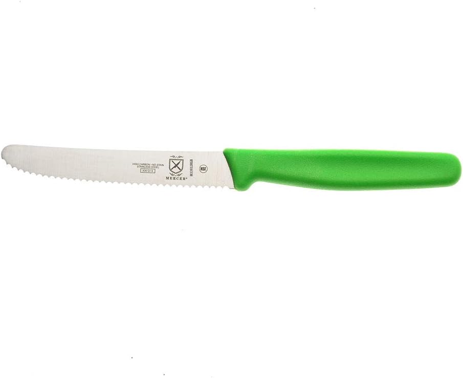 Mercer Culinary M33932GRB Cuchillo de barra, 4-516″ borde ondulado, punta redondeada, verde