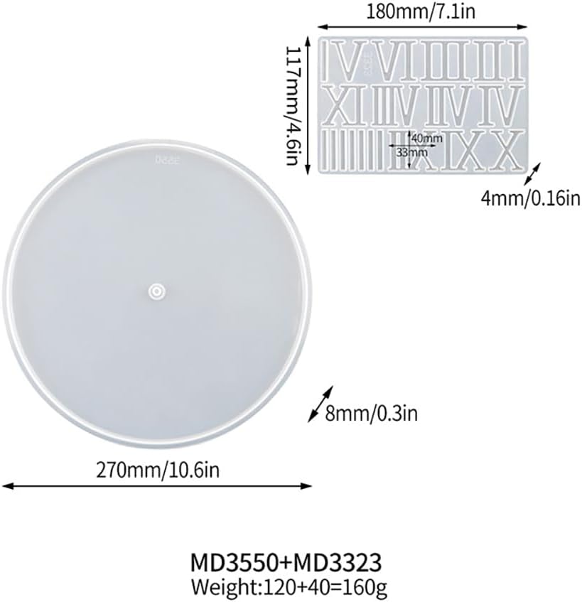 Moldes de reloj de resina, moldes de silicona con mecanismo de números romanos de 1014 pulgadas, moldes de resina para reloj, manualidades,