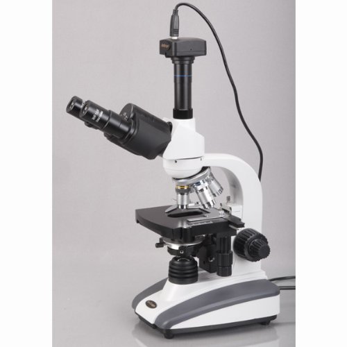 AmScope Microscopio LED de compuesto biológico trinocular 40X-2000X + cámara digital de 1.3MP