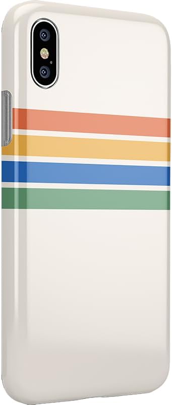 Casely Funda compatible con iPhone XXS  Funda de bloque de color de rayas arcoíris