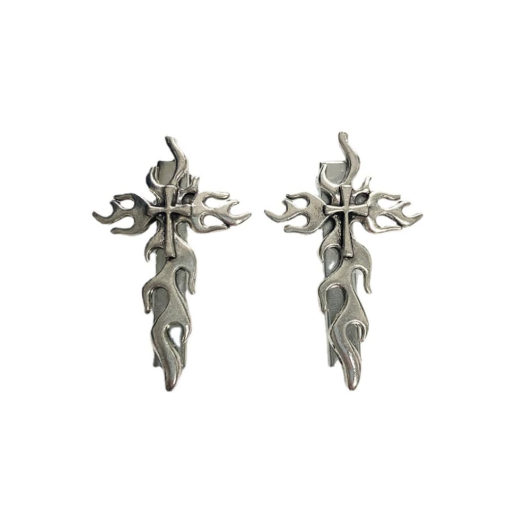 1 par de pinzas de metal retro para el cabello, horquilla cruzada de Halloween con pinzas de pico de pato punk, fabricación de estilos de cabello