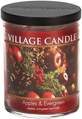 Village Candle Apples & Evergreen, Vela perfumada en vaso mediano, 14 onzas, color rojo