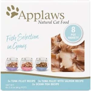 Applaws Alimento húmedo natural para gatos, 8 unidades, ollas de comida para gatos de ingredientes limitados, selección de pescado en salsa, macetas Applaws Alimento húmedo natural para gatos, 8 unidades, ollas de comida para gatos de ingredientes limitados, selección de pescado en salsa, macetas