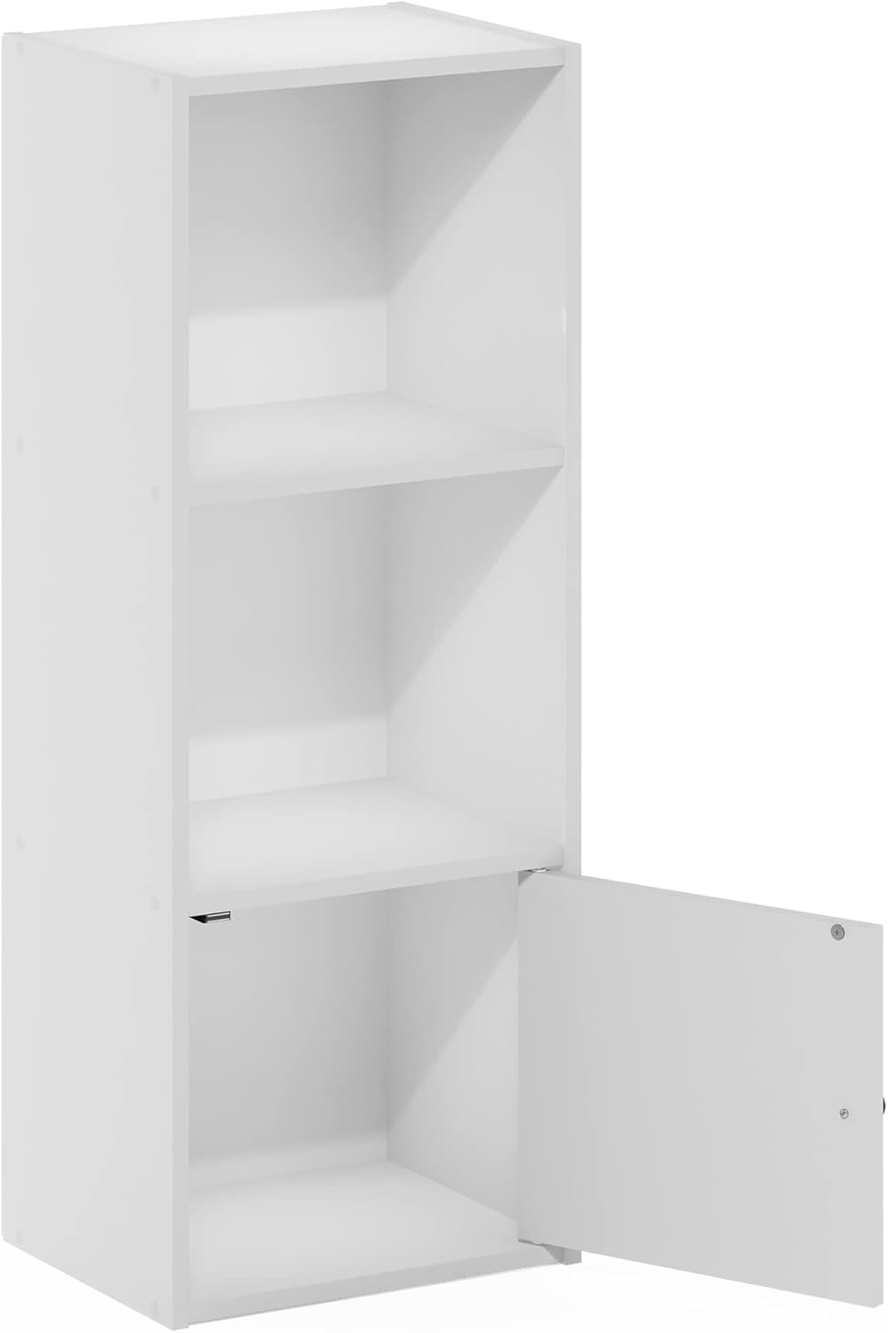 Furinno Luder Estantería con armario de almacenamiento de 1 puerta, color blanco