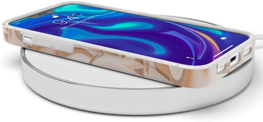 Casely Funda compatible con iPhone 12 Mini  Caramelo Delight  Funda con diseño de remolinos de mármol