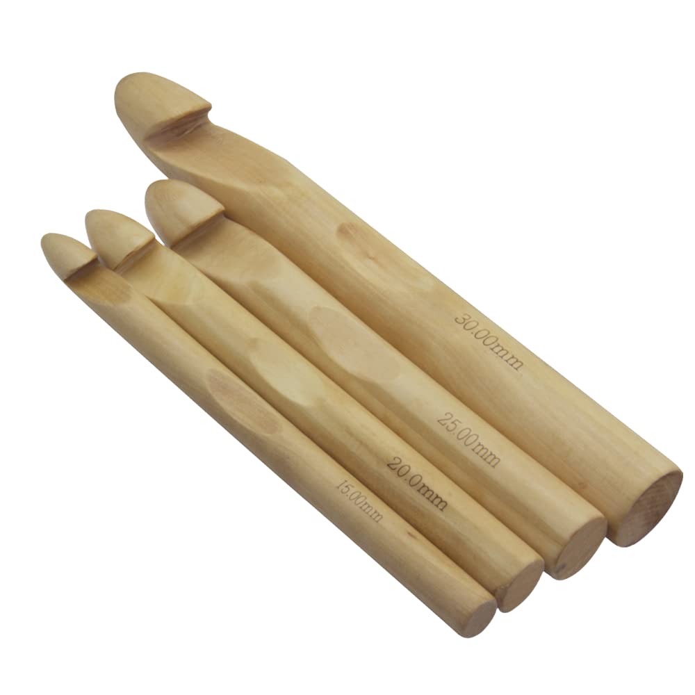 4 ganchos de ganchillo de madera natural grande de 1520251.181 in de 4 ganchos de ganchillo de madera utilizados para tejer mantas gruesas y ganchos