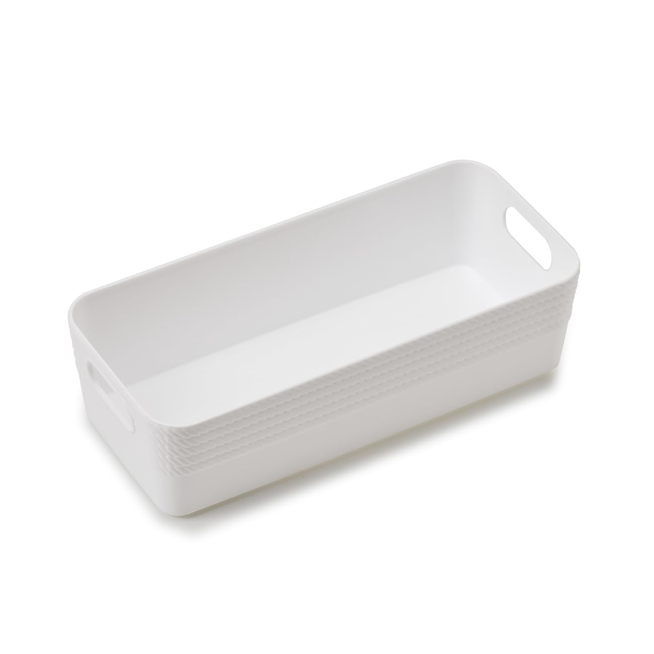 EZOWare Cestas largas de almacenamiento de plástico con asas, juego de 24 cajones pequeños organizadores para tocador, guardería, escuela – (10 x 4