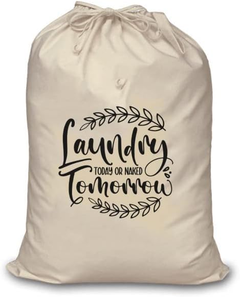 BIG EVENTS Bolsa de lavandería de algodón para ropa  Organizador de viaje  Bolsa ecológica de algodón 100% puro con cordón  Tamaño grande  Bolsa de
