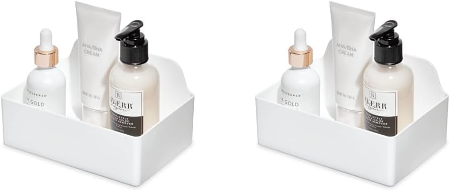 iDesign The Sarah Tanno Collection – Organizador de cosméticos en cajón, color blanco (paquete de 2)