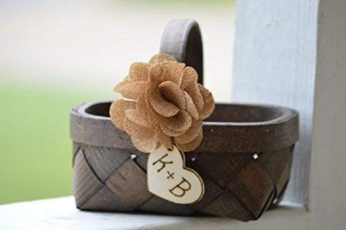 Rustic Flower Girl Basket Country Flower Girl Basket Burlap Wedding Rustic Wedding Decor