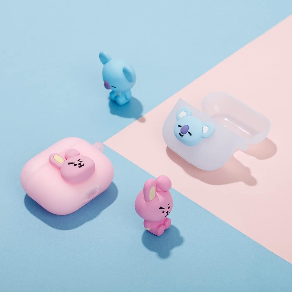 BT21 Funda compatible con Apple AirPods de 3 generación, funda translúcida de gelatina con funda compatible con AirPods 3, carga inalámbrica
