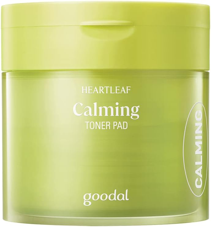 GOODAL Almohadilla de tóner calmante de hojas de corazón para todo tipo de piel, Houttuynia Cordata Cuidado calmante intenso, hidratación profunda,