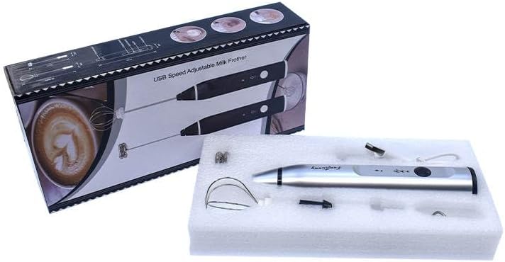 Espumador de cocina y casa mezcla cualquier espumador de líquidos de mano con 3 cabezales, batidor eléctrico de espuma con mini espumador recargable