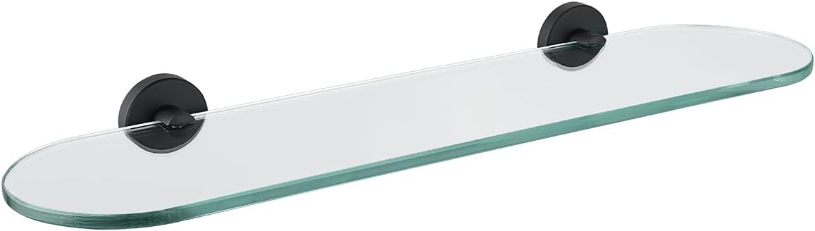 JQK TGS121L20-PB – Estante de vidrio templado para ducha de 20 x 5 pulgadas, acero inoxidable 304 negro mate, TGS121L20-PB