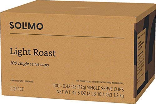 Solimo Marca de Tienda 100 Cápsulas K-cup de café tostado ligero
